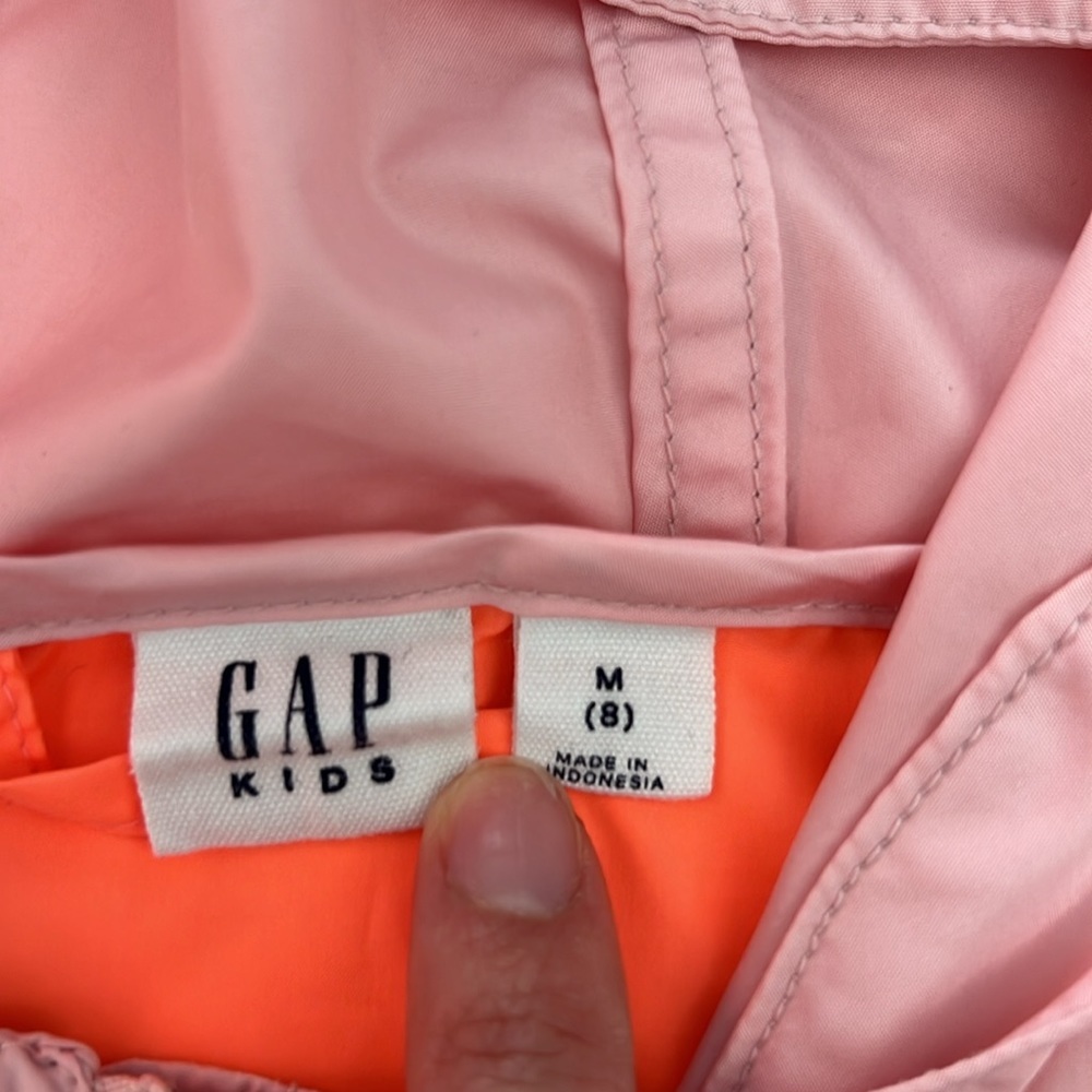 GAP Kids Girls Windbreaker Pullover Coloblock Blush Neon Salmon M (8) - Picture 7 of 9